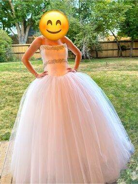 Michelangelo Beaded Tulle Ball Gown Prom Wedding Dress White XS